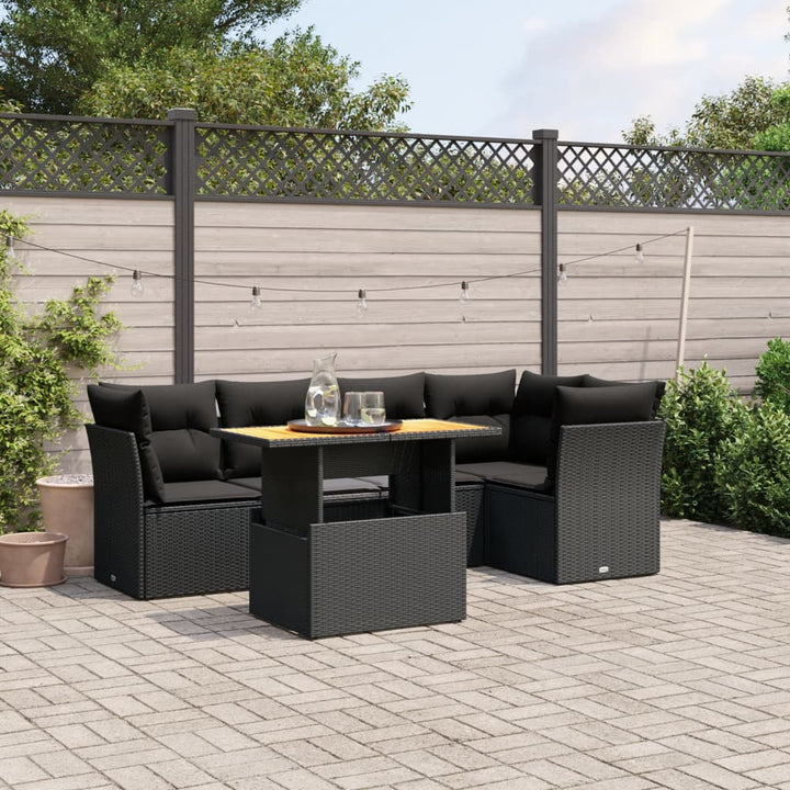 sofasæt til haven 5 dele med hynder polyrattan sort