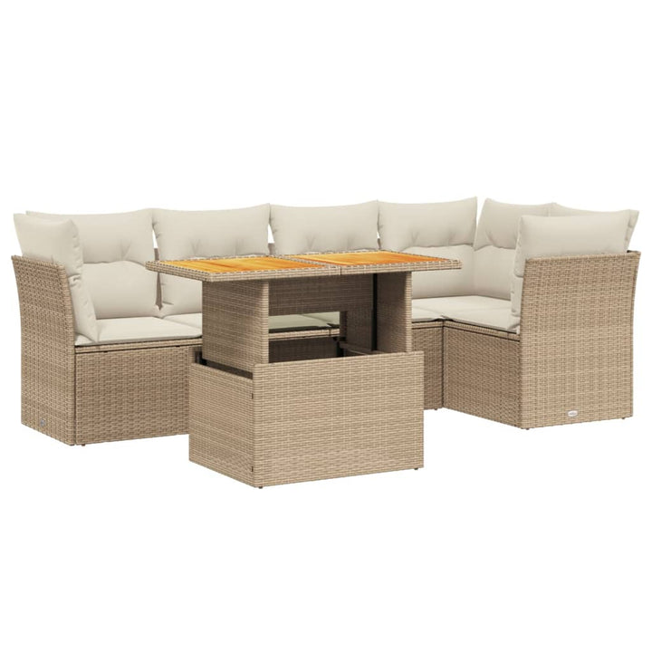 sofasæt til haven 5 dele med hynder polyrattan beige