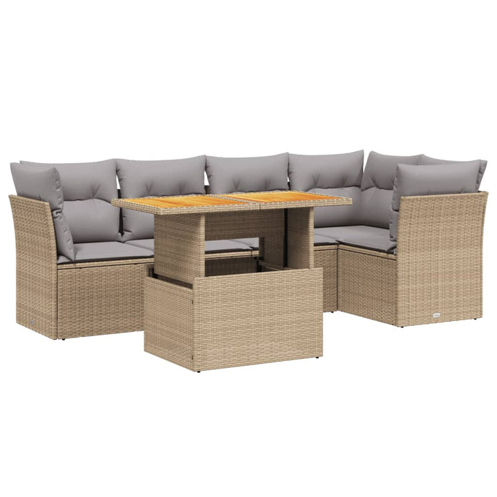 sofasæt til haven 5 dele med hynder polyrattan beige