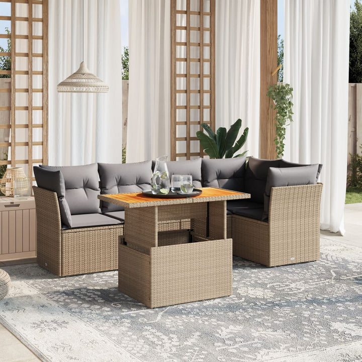 sofasæt til haven 5 dele med hynder polyrattan beige