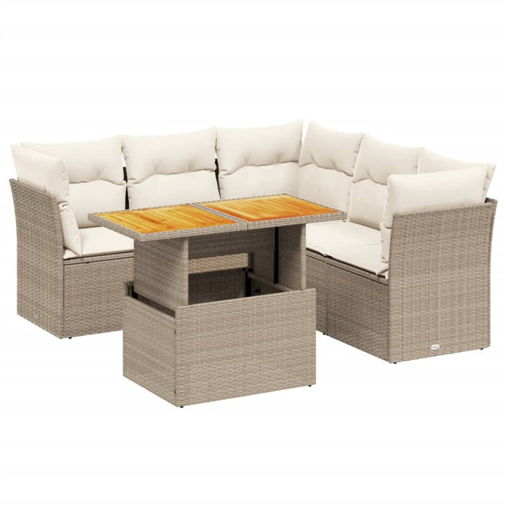 sofasæt til haven 5 dele med hynder polyrattan beige
