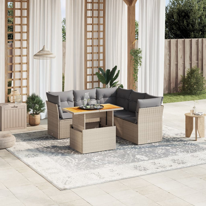 sofasæt til haven 5 dele med hynder polyrattan beige