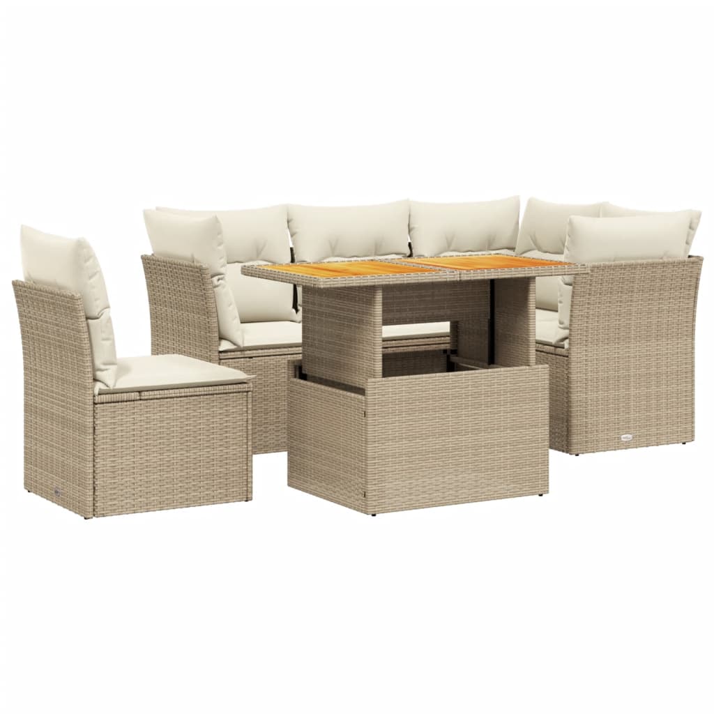 sofasæt til haven 5 dele med hynder polyrattan beige