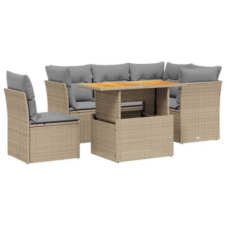sofasæt til haven 5 dele med hynder polyrattan beige