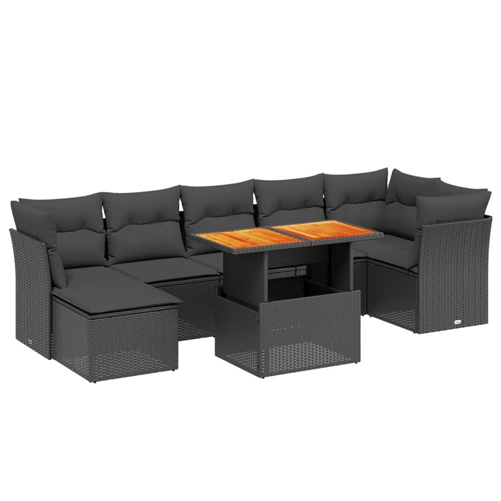 sofasæt til haven 8 dele med hynder polyrattan sort