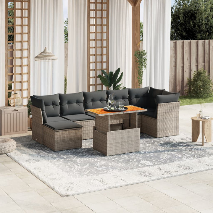 sofasæt til haven 8 dele med hynder polyrattan grå