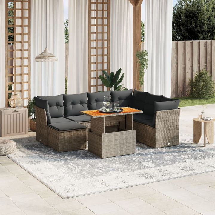 sofasæt til haven 8 dele med hynder polyrattan grå