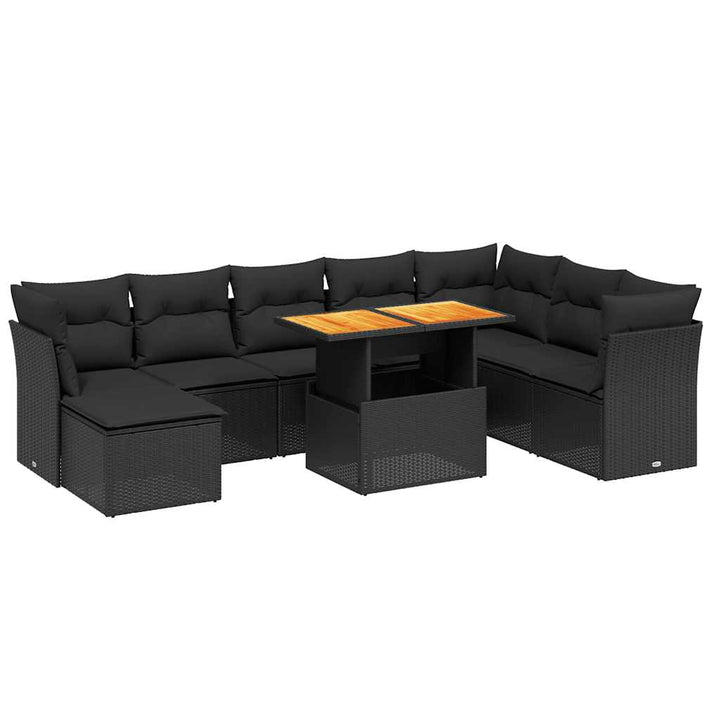 sofasæt til haven 9 dele med hynder polyrattan sort