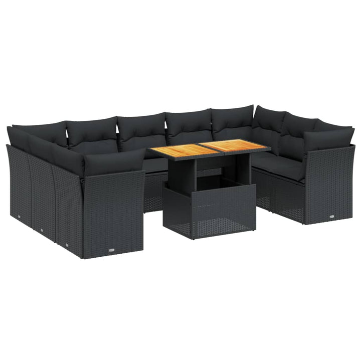 sofasæt til haven 10 dele med hynder polyrattan sort