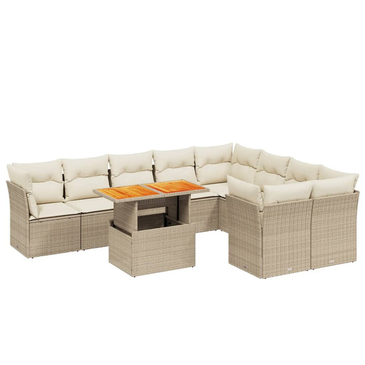 sofasæt til haven 10 dele med hynder polyrattan beige