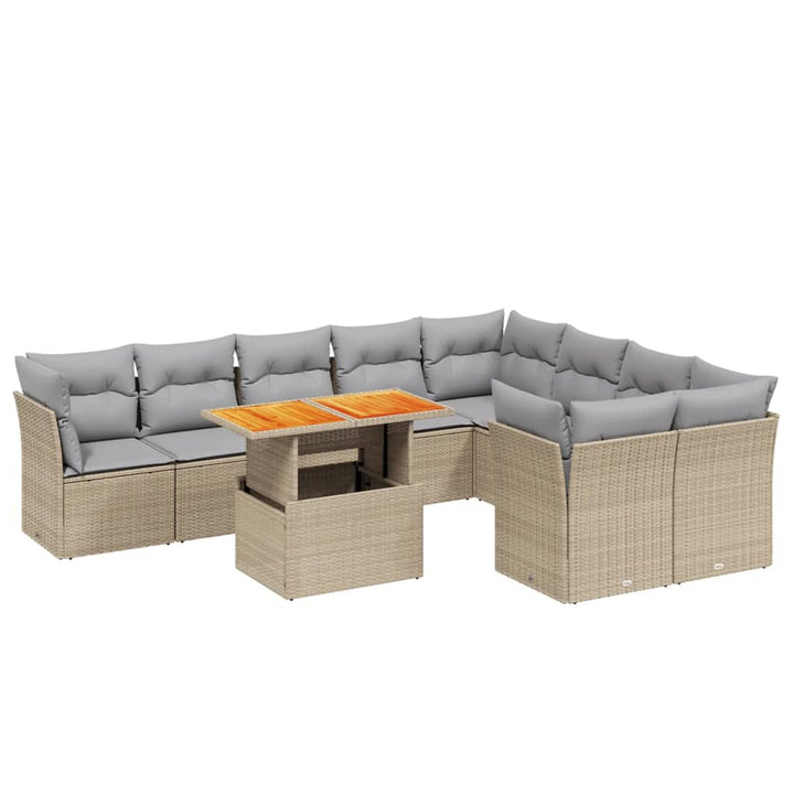 sofasæt til haven 10 dele med hynder polyrattan beige