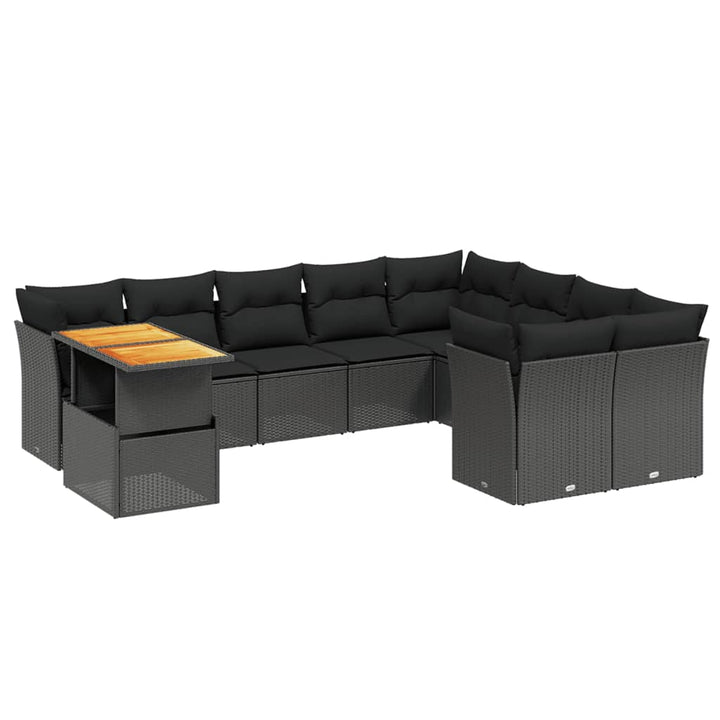 sofasæt til haven 10 dele med hynder polyrattan sort