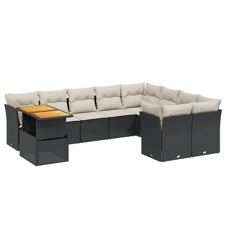 sofasæt til haven 10 dele med hynder polyrattan sort