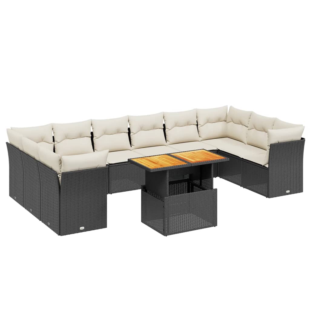 sofasæt til haven 11 dele med hynder polyrattan sort
