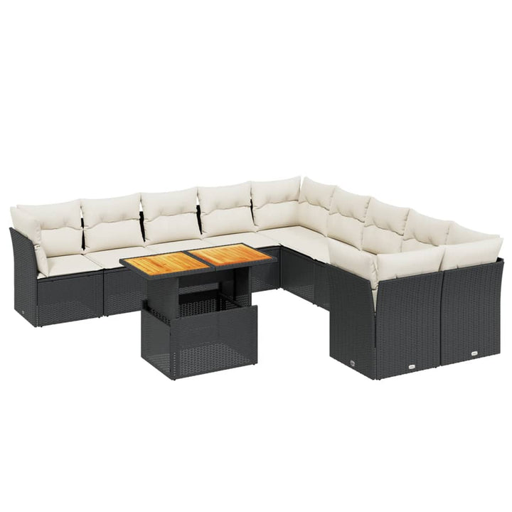 sofasæt til haven 11 dele med hynder polyrattan sort