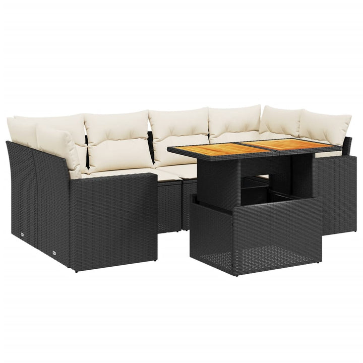 sofasæt til haven 7 dele med hynder polyrattan sort