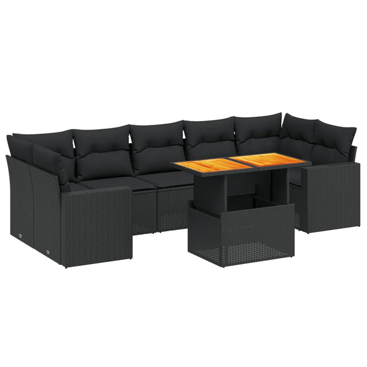 sofasæt til haven 8 dele med hynder polyrattan sort