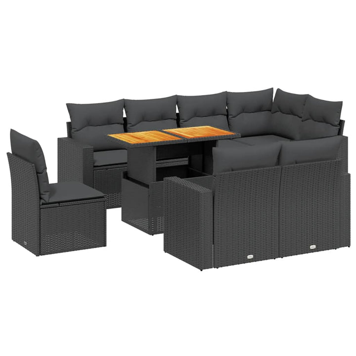 sofasæt til haven 9 dele med hynder polyrattan sort
