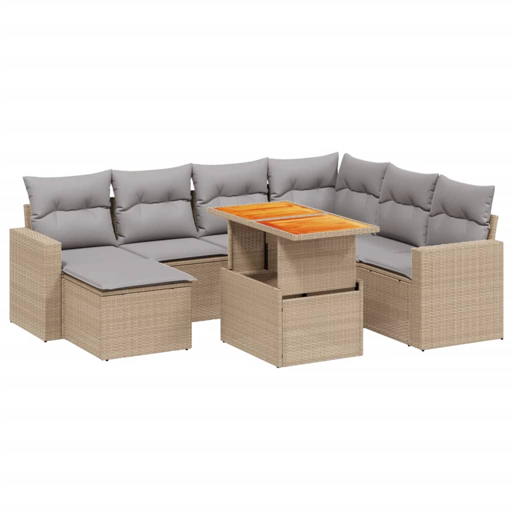sofasæt til haven 8 dele med hynder polyrattan beige