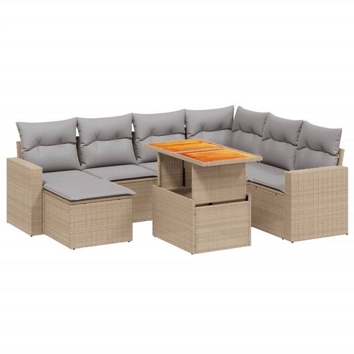 sofasæt til haven 8 dele med hynder polyrattan beige