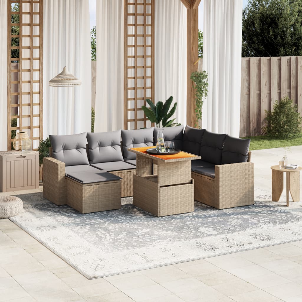 sofasæt til haven 8 dele med hynder polyrattan beige