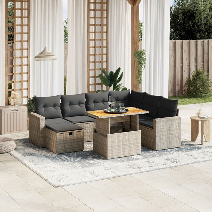 sofasæt til haven 8 dele med hynder polyrattan grå