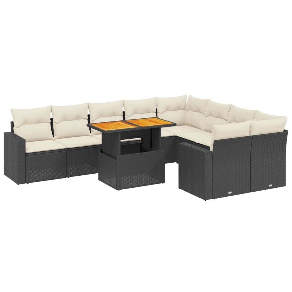 sofasæt til haven 10 dele med hynder polyrattan sort