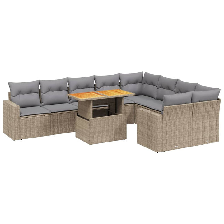 sofasæt til haven 10 dele med hynder polyrattan beige