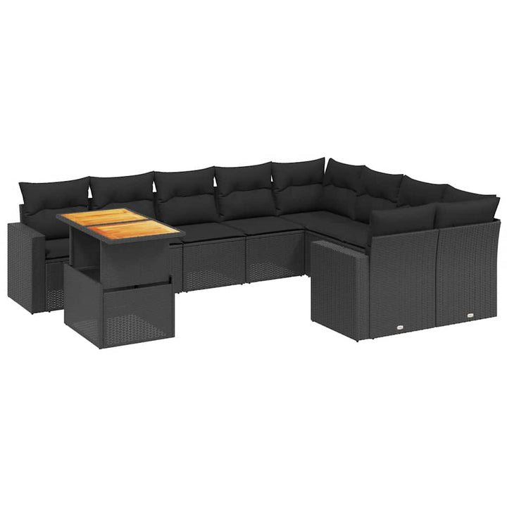 sofasæt til haven 10 dele med hynder polyrattan sort