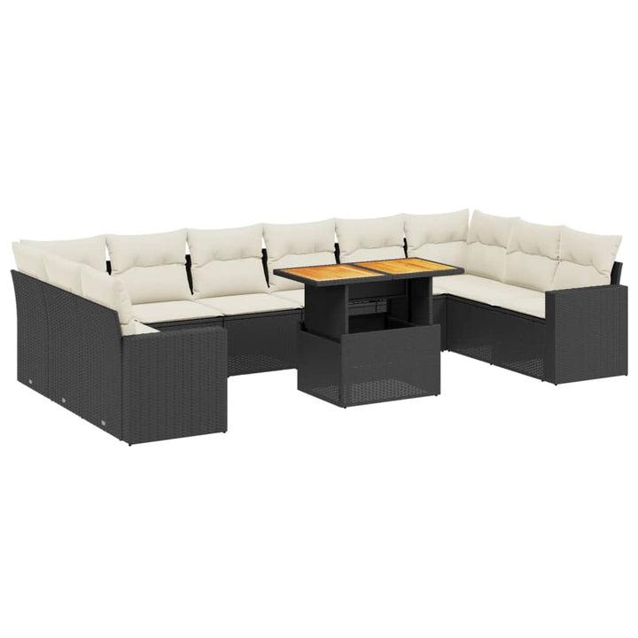 sofasæt til haven 11 dele med hynder polyrattan sort