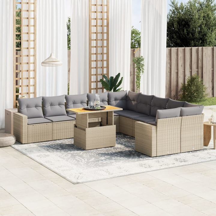sofasæt til haven 11 dele med hynder polyrattan beige