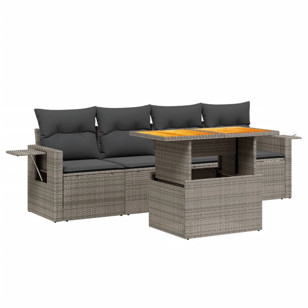 sofasæt til haven 5 dele med hynder polyrattan beige