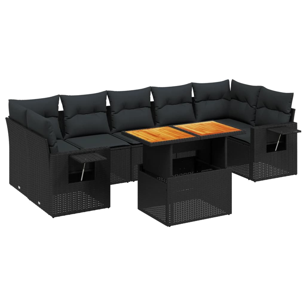 sofasæt til haven 8 dele med hynder polyrattan sort