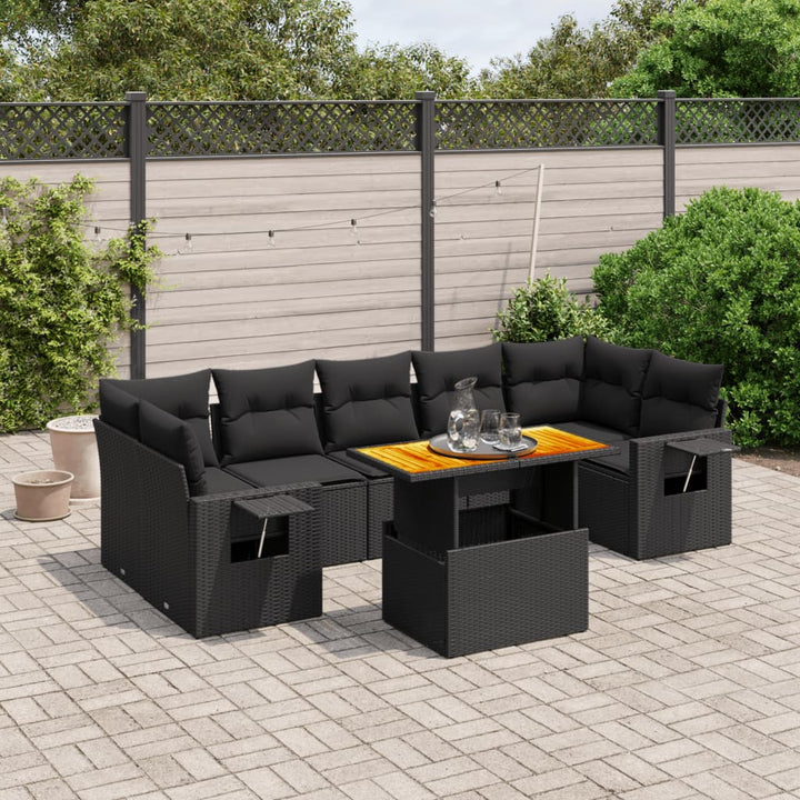 sofasæt til haven 8 dele med hynder polyrattan sort