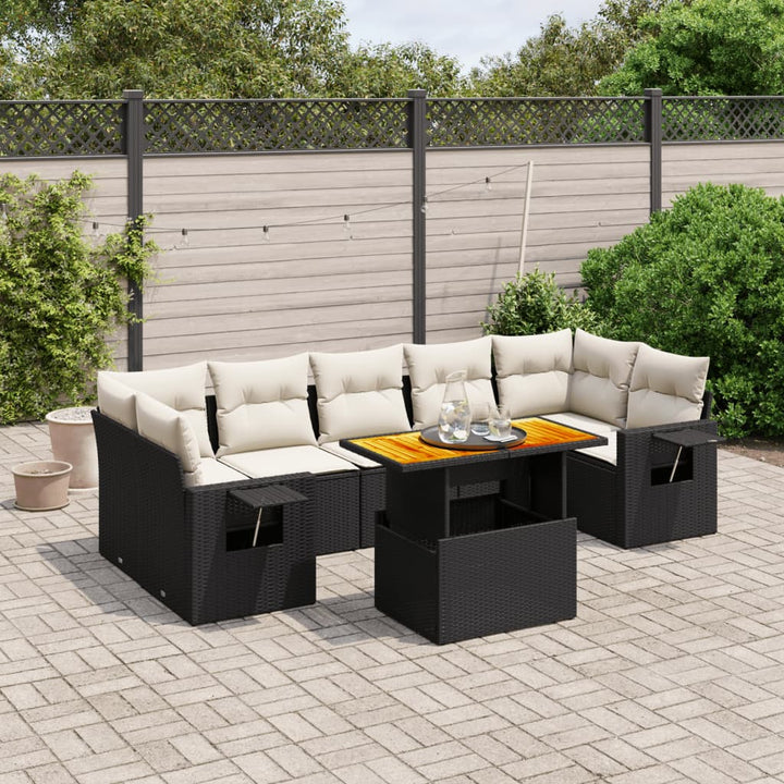 sofasæt til haven 8 dele med hynder polyrattan sort