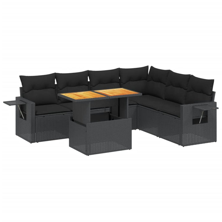 sofasæt til haven 7 dele med hynder polyrattan sort