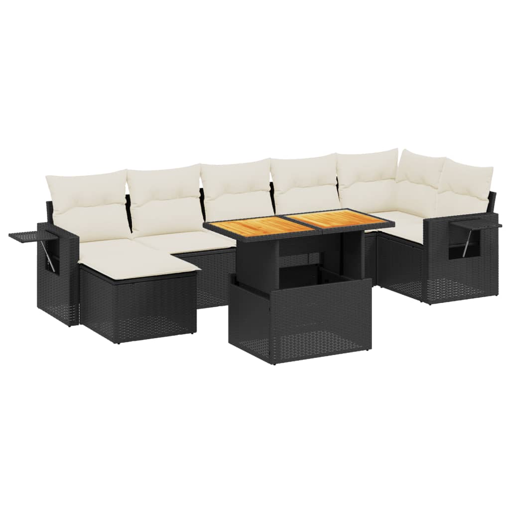 sofasæt til haven 8 dele med hynder polyrattan sort