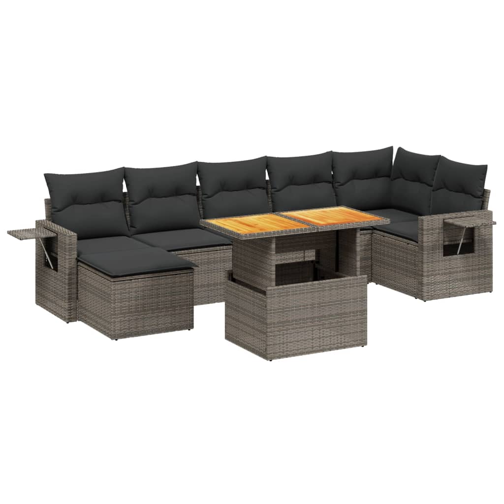 sofasæt til haven 8 dele med hynder polyrattan grå
