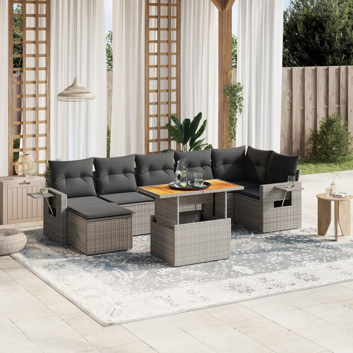 sofasæt til haven 8 dele med hynder polyrattan grå