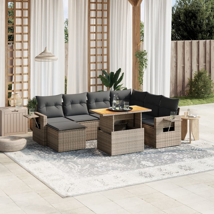 sofasæt til haven 8 dele med hynder polyrattan grå