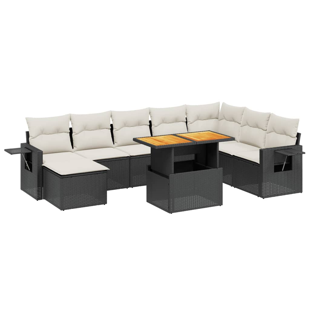 sofasæt til haven 9 dele med hynder polyrattan sort