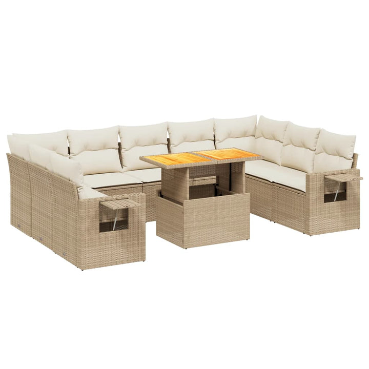 sofasæt til haven 10 dele med hynder polyrattan beige