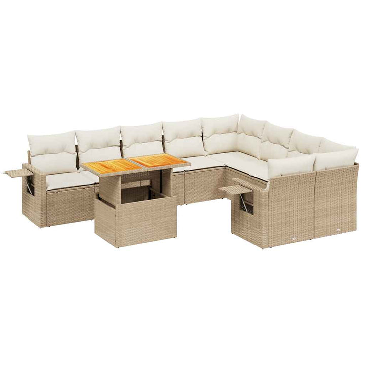 sofasæt til haven 10 dele med hynder polyrattan beige