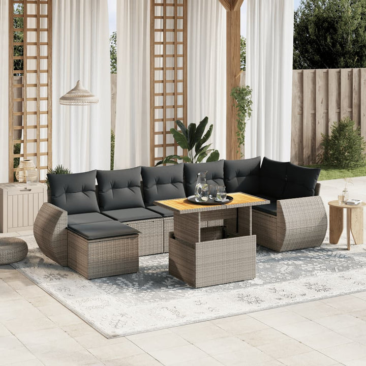 sofasæt til haven 8 dele med hynder polyrattan grå