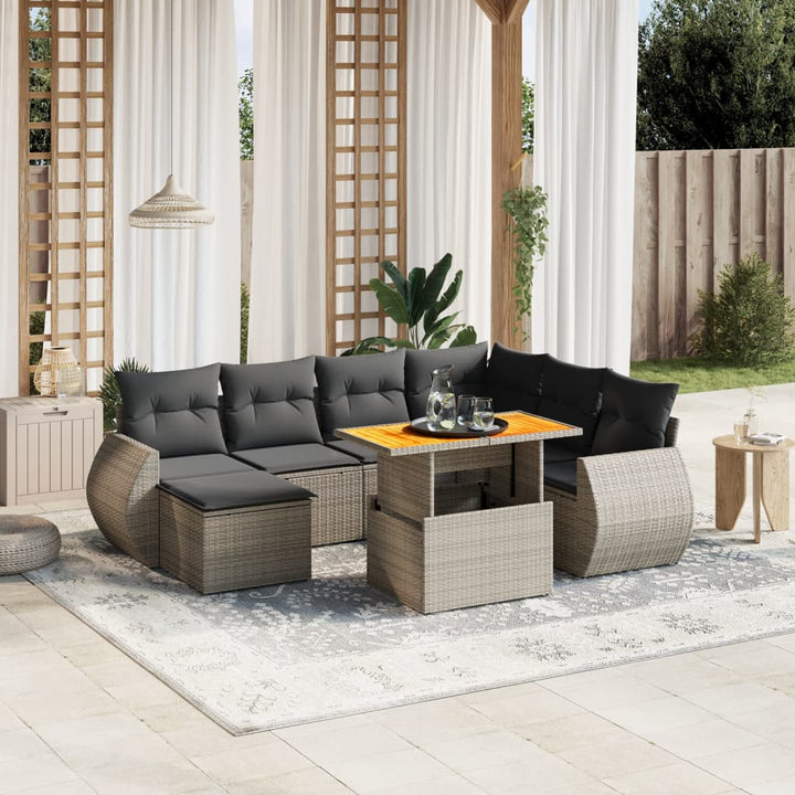sofasæt til haven 8 dele med hynder polyrattan grå