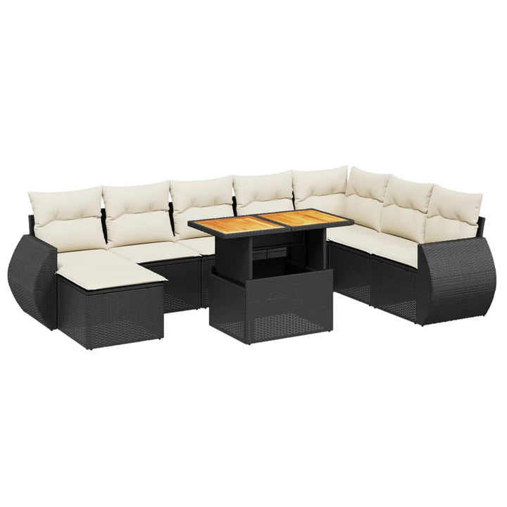 sofasæt til haven 9 dele med hynder polyrattan sort