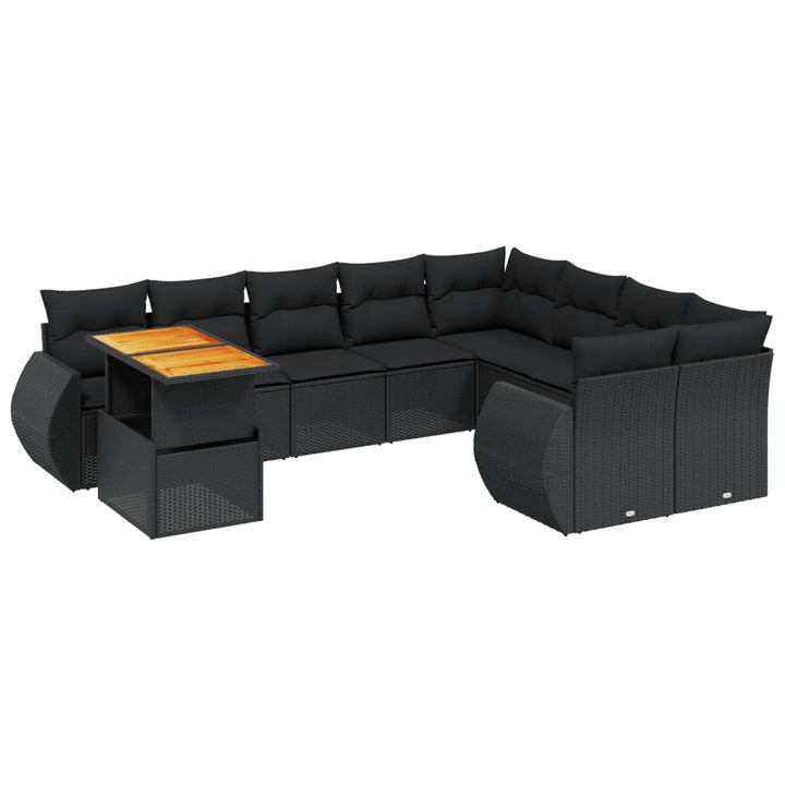 sofasæt til haven 10 dele med hynder polyrattan sort