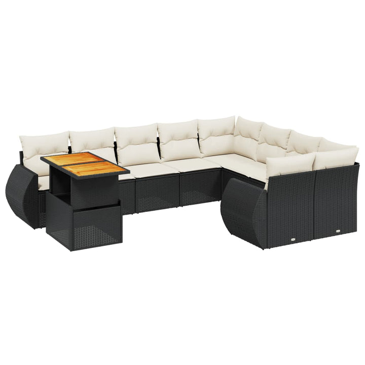 sofasæt til haven 10 dele med hynder polyrattan sort