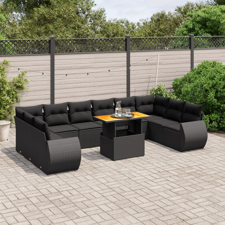 sofasæt til haven 11 dele med hynder polyrattan sort