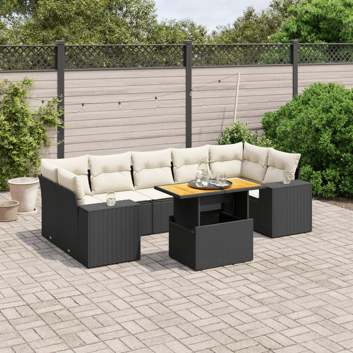 sofasæt til haven 8 dele med hynder polyrattan sort